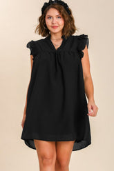 Umgee Full Size Layered Ruffle Sleeve Mini Dress Plus Size OutfitFlow